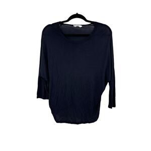 Vince Top Womens Small 3/4 Dolman Sleeve Tee Navy Blue High Low Casual